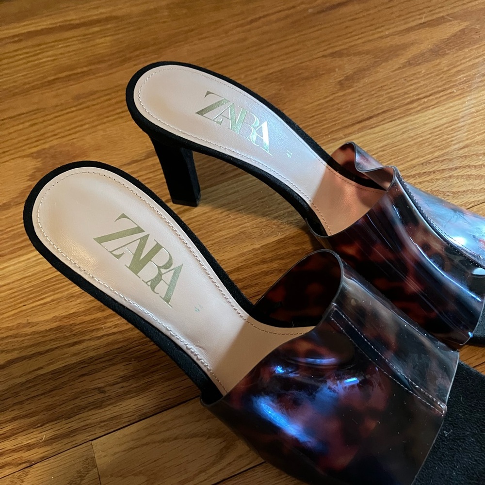 Zara Women's Tortoiseshell Heeled Mules